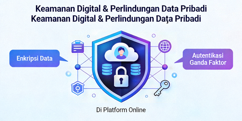 Ilustrasi keamanan digital dan perlindungan data pribadi di platform online